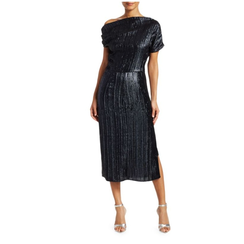 Rachel Comey NWT Asti Sequin Blouson Midi Dress in Midnight Blue Size 2